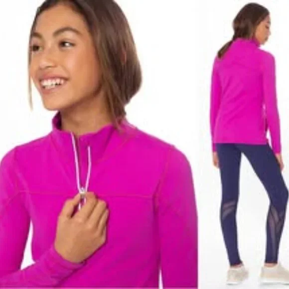 Ivivva Girl by Lululemon 🍋 Another Lap 1/2 Zip pink pullover size 12 - Picture 2 of 4